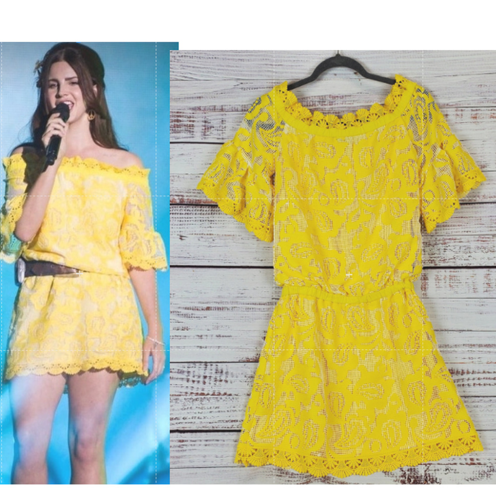 Alexis Silk Lace Mini Dress XS Butter Yellow Scallop Floral Mesh Summer Coquette